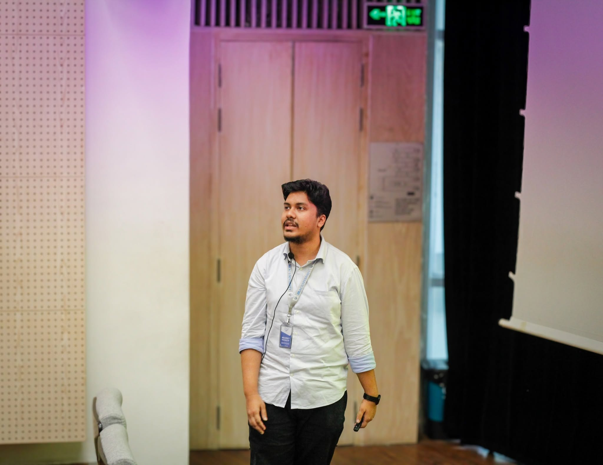 Niloy Farhan speaking at the Talking to Machines session